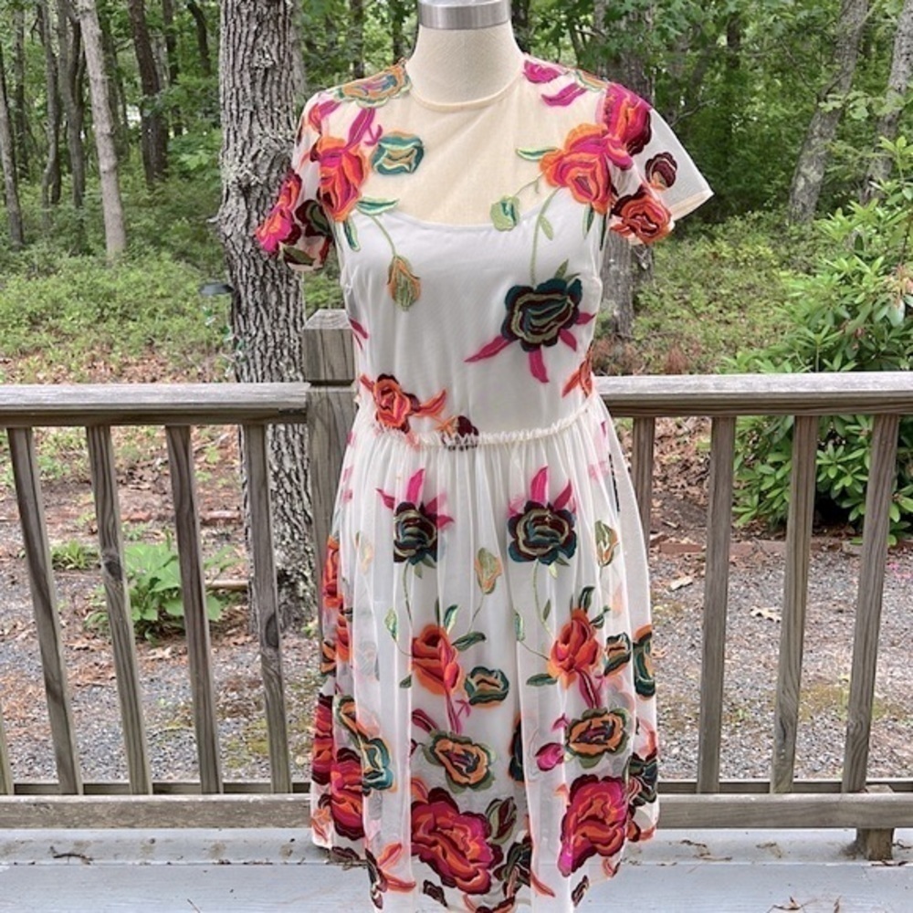 Marks & Spencer heavily embroidered 2 piece baby doll dress US size 10 Gorgeous